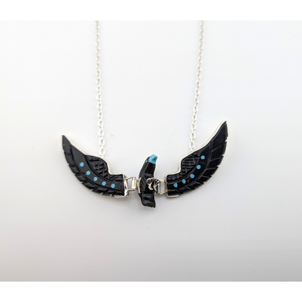 Women's Hand Carved Eagle Necklace, Navajo Southwest Jewelry, Chain Necklace ** - Picture 4 of 8